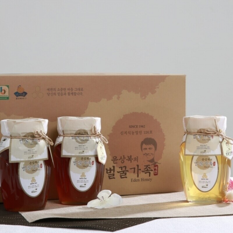 농업회사법인 에덴양봉원 주식회사,윤상복의 벌꿀가족 5호 선물세트 꿀 1.8kg (600g*3) 에덴양봉원